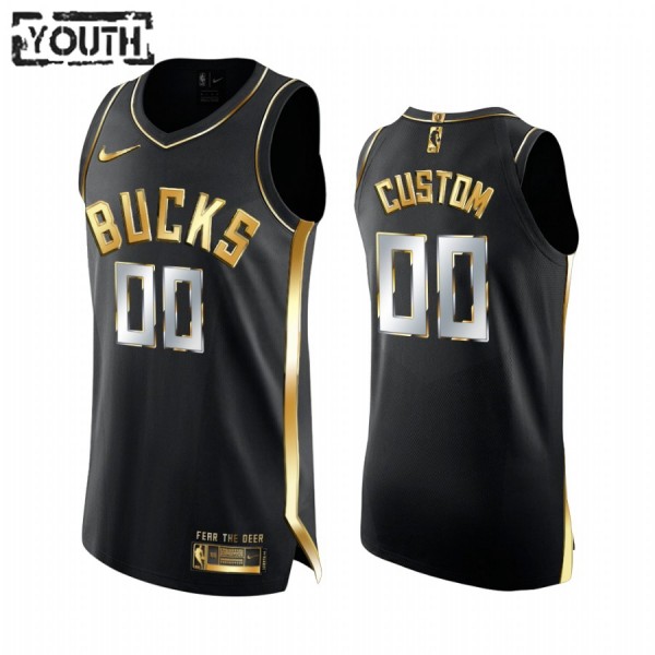Milwaukee Bucks Trikot Benutzerdefinierte 2020-21 Schwarz Golden Edition Swingman - Kinder